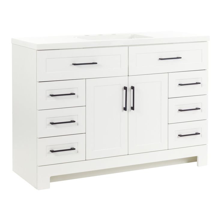 Style Selections Cauley 48-in White Single Sink Bathroom Vanity with White Cultured Marble Top
