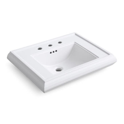 KOHLER Memoirs Ceramic Pedestal Sink Basin in White with Overflow Drain