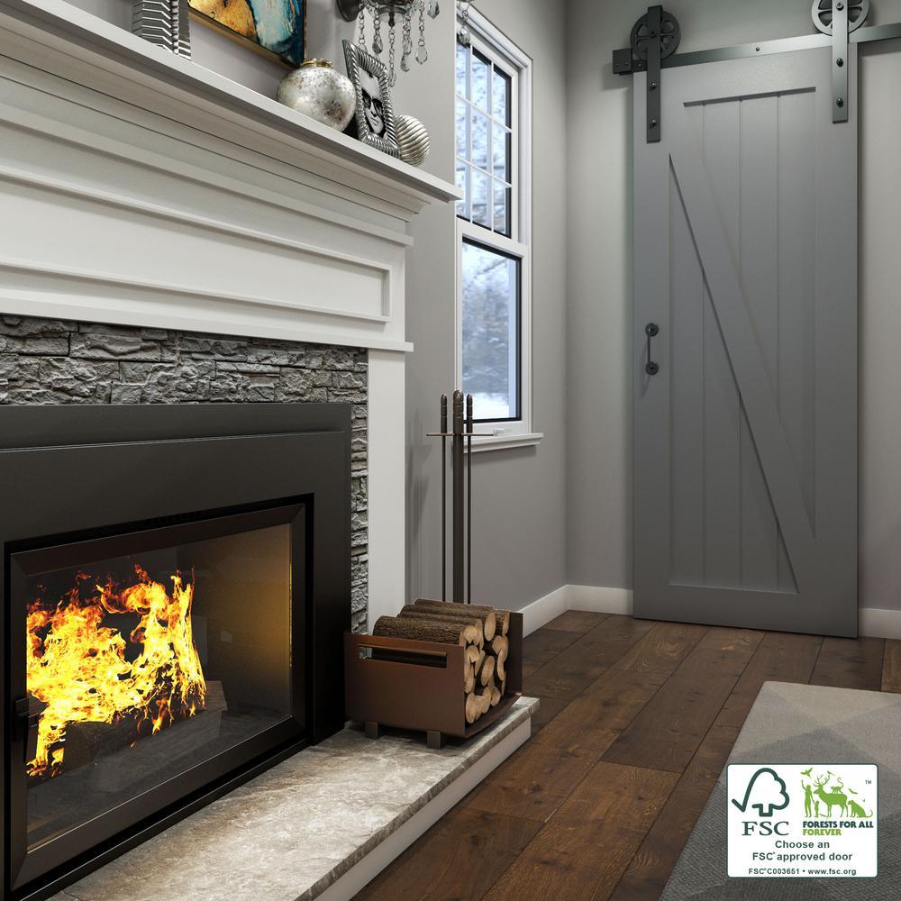 36 in. x 84 in. Z-Shape Solid Core Grey Finished Interior Barn Door Slab - Super Arbor