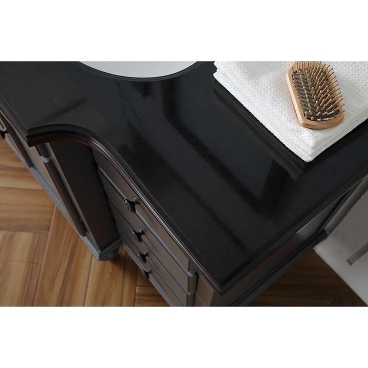 Heartside 72 in. W x 23 in. D Vanity in Dark Charcoal with Granite Vanity Top in Black with White Basin