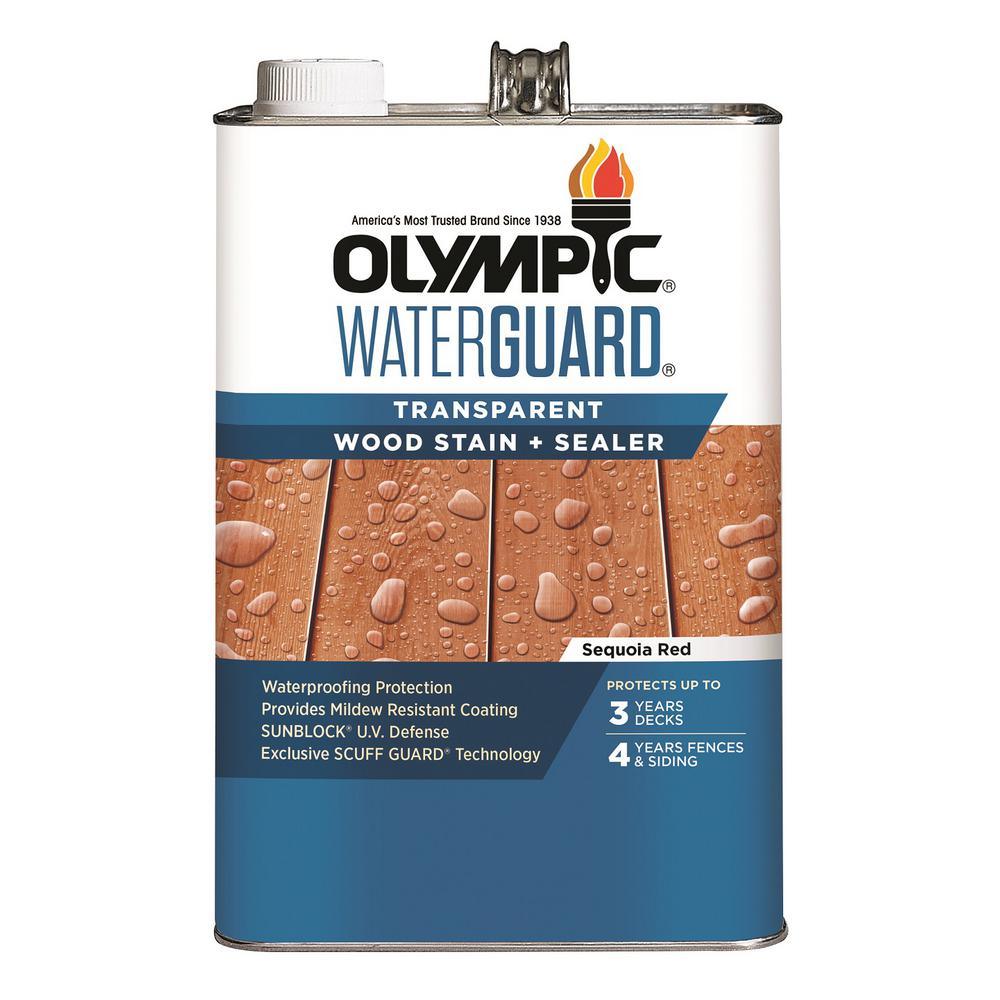 Olympic WaterGuard 1 gal. Sequoia Red Transparent Wood Stain and Sealer - Super Arbor