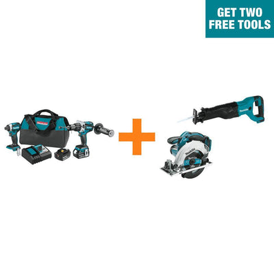 18-Volt LXT Brushless 2-Pc Combo Kit 5.0Ah with bonus 18V LXT Reciprocating Saw and 18V LXT 6-1/2 in. Circular Saw - Super Arbor
