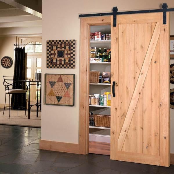 Krosswood Doors 30 in. x 80 in. 2-Panel Solid Core Unfinished Knotty Alder Interior Barn Door Slab