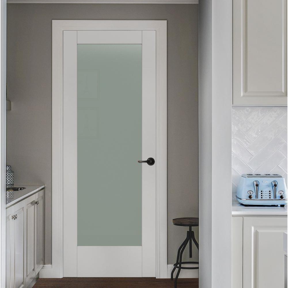 32 in. x 80 in. MODA Primed PMT1011 Solid Core Wood Interior Door Slab w/Translucent Glass - Super Arbor