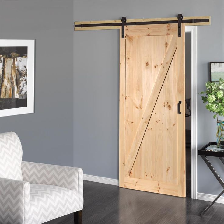 RELIABILT 42-in x 84-in Pine Unfinished Pine Wood Single Barn Door (Hardware Included)