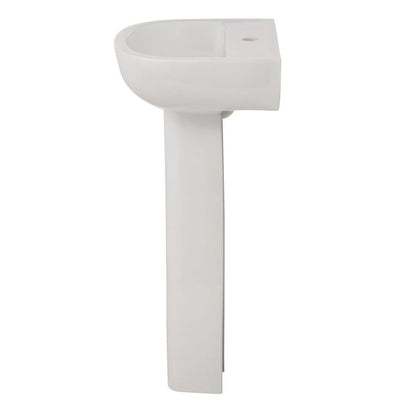 Barclay Products Compact 450 18 in. Pedestal Combo Bathroom Sink with 1 Faucet Hole in White