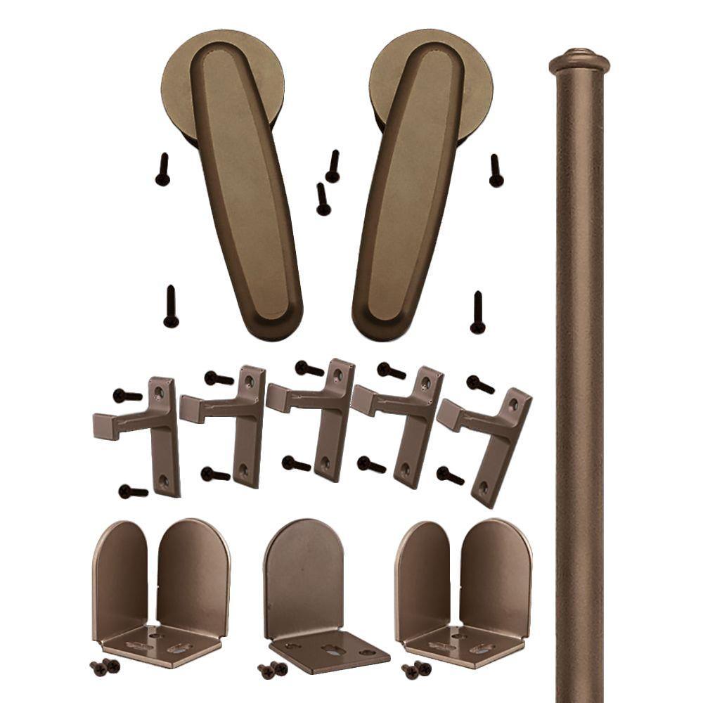 72 in. Vista Satin Nickel Sliding Barn Door Round Track and Hardware Kit - Super Arbor