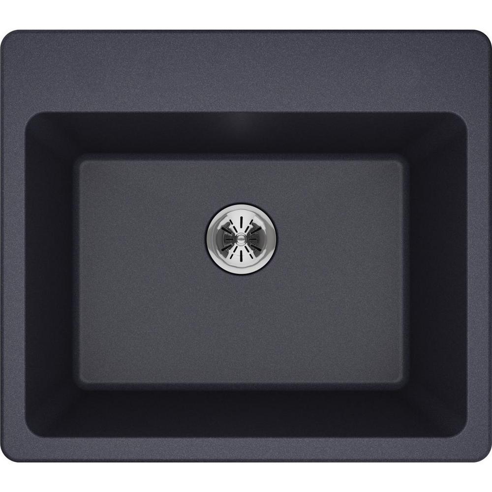 Quartz Classic Perfect Drain Drop-In 25 in. Laundry Sink in Gray - Super Arbor