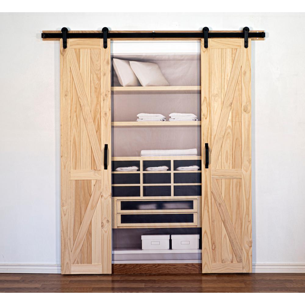 42 in. x 84 in. Board and Batten Stain Ready Solid Wood Split Barn Door with Hardware Kit - Super Arbor