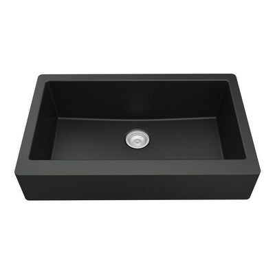 Retrofit Farmhouse/Apron-Front Quartz Composite 34 in. Single Bowl Kitchen Sink in Black