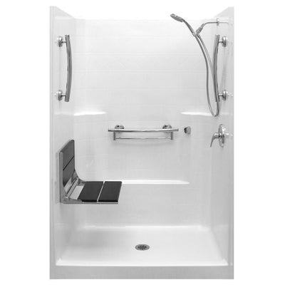 Imperial-SAFS 37 in. x 48 in. x 80 in. 1-Piece Low Threshold Shower Stall Package in White, RHS Shower Kit, Center Drain - Super Arbor
