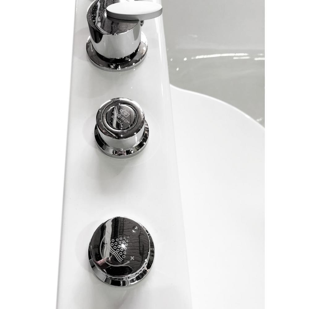 Mimi with heater 68 in. Acrylic Center Drain Corner Alcove Whirlpool Bathtub in White - Super Arbor