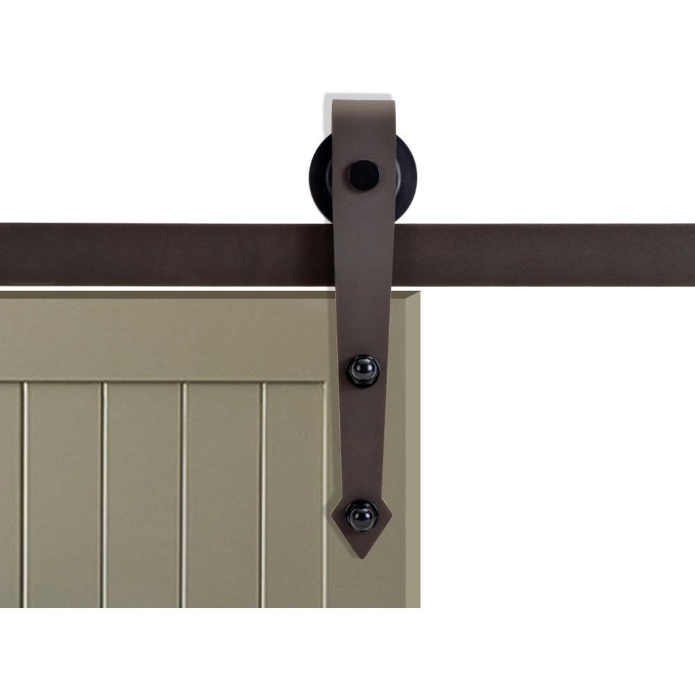 72 in. Matte Black Vintage Arrow Barn Style Sliding Door Track and Hardware Set - Super Arbor
