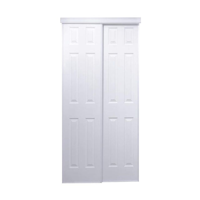 RELIABILT 72-in x 80-in White 6-panel Prefinished Steel Sliding Door Hardware Included