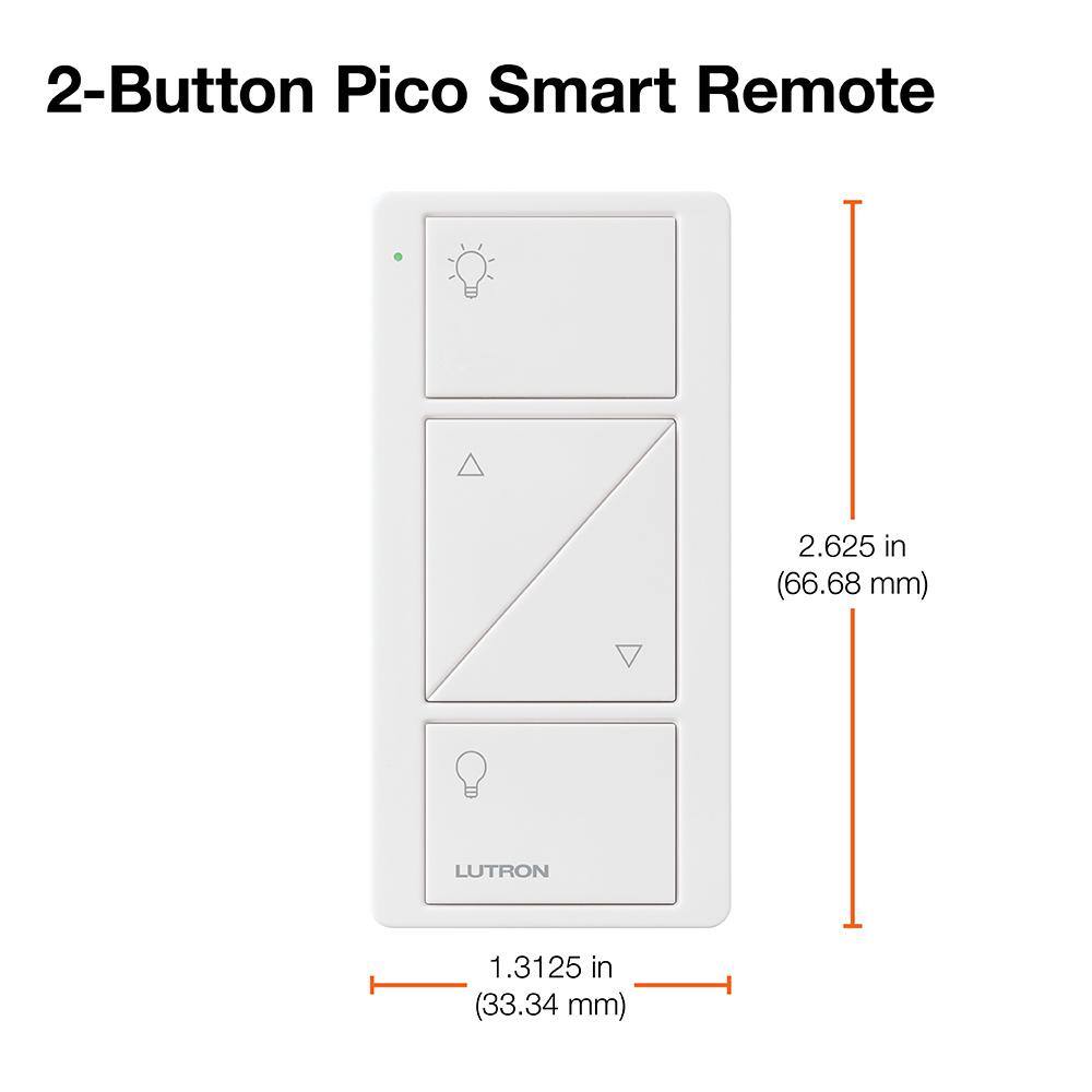 Lutron Pico Smart Remote (2-Button with Raise/Lower) for Caseta Smart Dimmer Switch, Light Almond (PJ2-2BRL-GLA-L01)