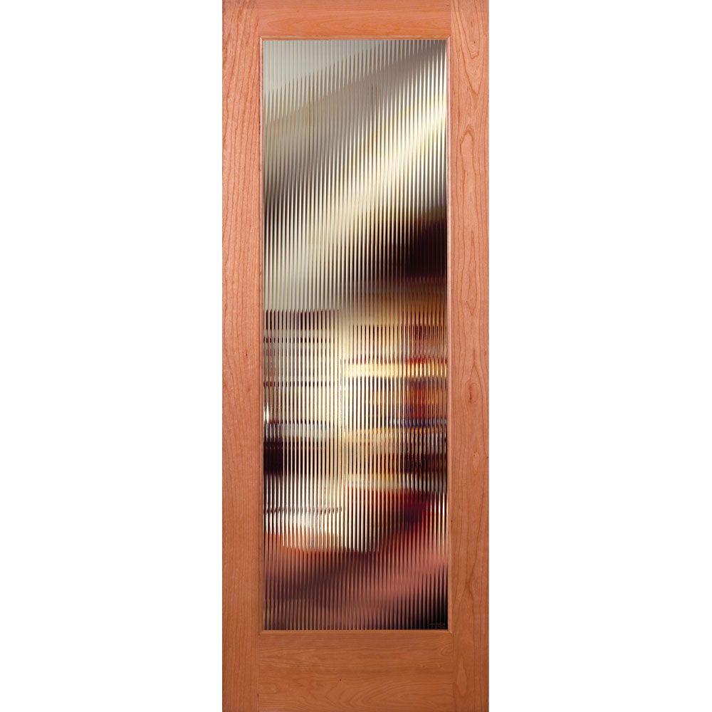 30 in. x 80 in. Reed Smooth 1 Lite Primed MDF Interior Door Slab - Super Arbor