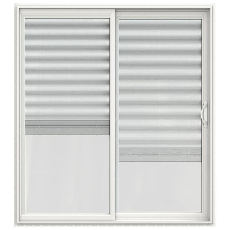 JELD-WEN 72-in x 80-in 4-9/16-in Low-e Insulating Blinds Between The Glass White Vinyl Sliding Right-Hand Sliding Double Patio Door