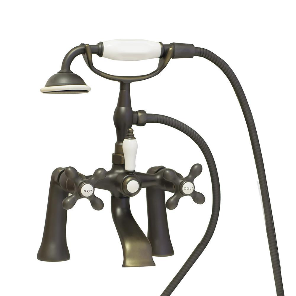 Chelsea 60 in. Acrylic Slipper Clawfoot Bathtub Package in White with Old Bronze Imperial Feet and Deck Mount Faucet - Super Arbor