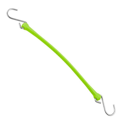 13 in. Polyurethane Bungee Strap with Galvanized S-Hooks (Overall Length: 18 in.) in Safety Green - Super Arbor