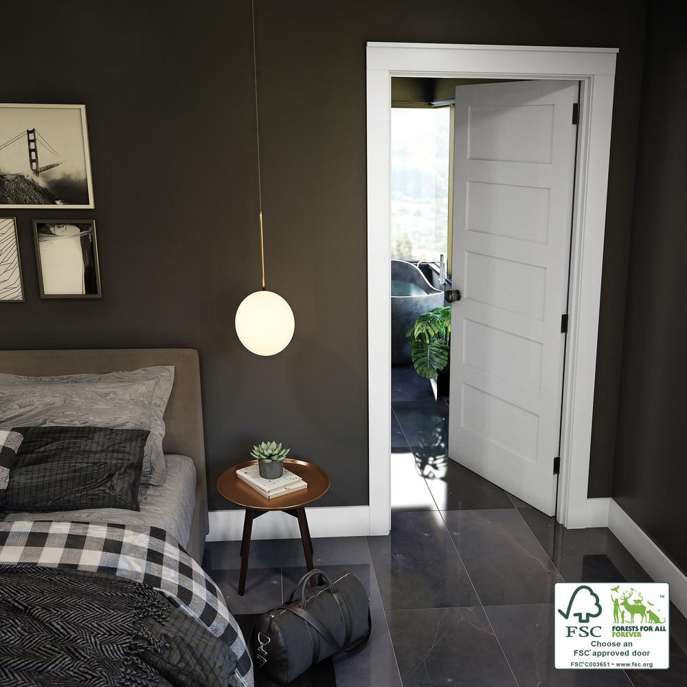 30 in. x 80 in. x 1-3/8 in. Shaker White Primed 5-Panel Solid Core Wood Interior Slab Door - Super Arbor