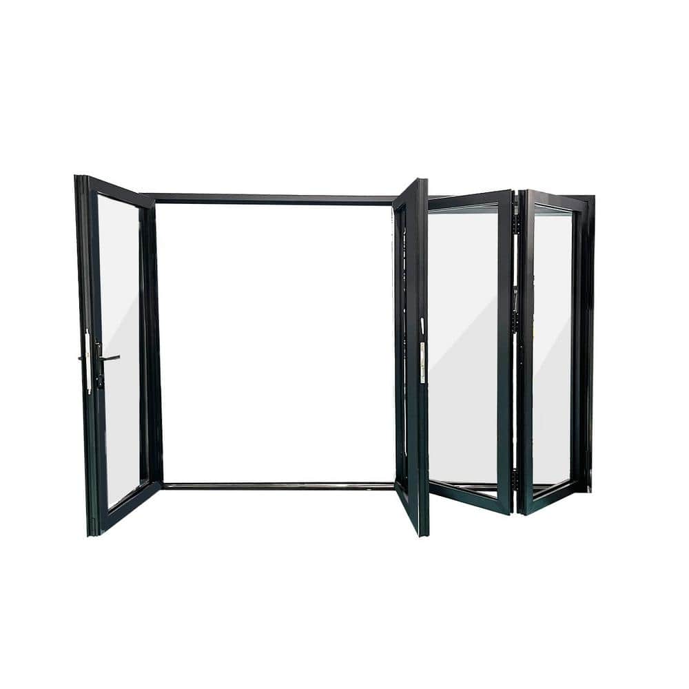 Eris 144 in. x 80 in. Right/Outswing Black Aluminum Folding Patio door