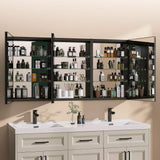 Getpro 60 in. W x 30 in. H Rectangular Aluminum Medicine Cabinet with Mirrors for Bathroom Frameless Recessed or Surface Mount