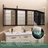 Getpro 60 in. W x 30 in. H Rectangular Aluminum Medicine Cabinet with Mirrors for Bathroom Frameless Recessed or Surface Mount