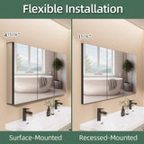 Getpro 60 in. W x 30 in. H Rectangular Aluminum Medicine Cabinet with Mirrors for Bathroom Frameless Recessed or Surface Mount