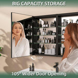 Getpro 60 in. W x 30 in. H Rectangular Aluminum Medicine Cabinet with Mirrors for Bathroom Frameless Recessed or Surface Mount