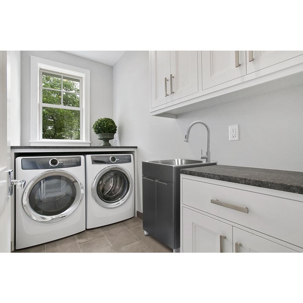 Glacier Bay Stainless Steel Laundry Sink with Faucet and Double Door C –  Super Arbor, image size:1000x1000