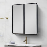 IHOMEadore 32 in. W x 32 in. H Rectangular Black Metal Wall Mount or Recessed Medicine Cabinet with Mirror in Bathroom