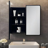 IHOMEadore 32 in. W x 32 in. H Rectangular Black Metal Wall Mount or Recessed Medicine Cabinet with Mirror in Bathroom