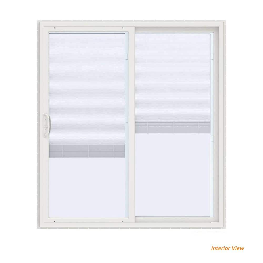 JELD-WEN V-4500 72 in. x 80 in. Contemporary Black FiniShield Vinyl Right-Hand Full Lite Sliding Patio Door with Internal Blinds