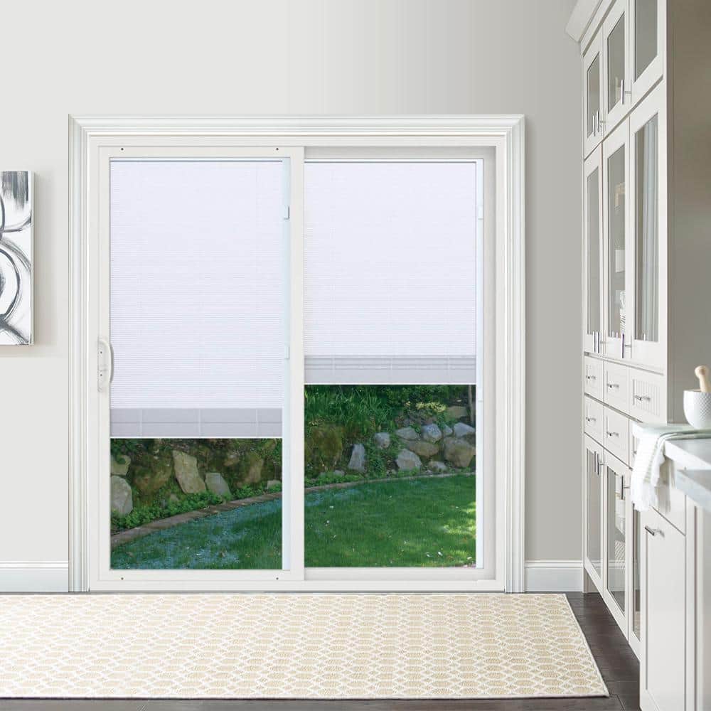 JELD-WEN V-4500 72 in. x 80 in. Contemporary Black FiniShield Vinyl Right-Hand Full Lite Sliding Patio Door with Internal Blinds