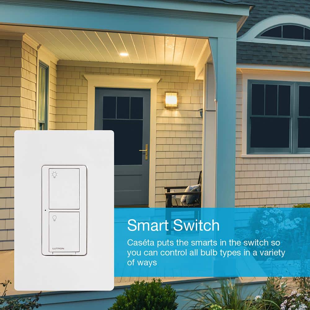 Lutron Caseta Smart Switch for Lights or Fans, 6 Amp, Push Button Light Switch Neutral Wire Required, Black (PD-6ANS-BL)
