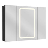 NTQ 40 in. W x 30 in. H Defogging Medium Rectangular Black Aluminum Surface Mount LED Bathroom Medicine Cabinet with Mirror