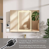 NTQ 40 in. W x 30 in. H Defogging Medium Rectangular Black Aluminum Surface Mount LED Bathroom Medicine Cabinet with Mirror