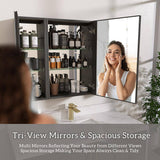 NTQ 40 in. W x 30 in. H Defogging Medium Rectangular Black Aluminum Surface Mount LED Bathroom Medicine Cabinet with Mirror
