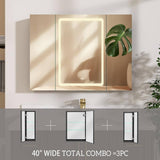 NTQ 40 in. W x 30 in. H Defogging Medium Rectangular Black Aluminum Surface Mount LED Bathroom Medicine Cabinet with Mirror