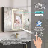 NTQ 40 in. W x 30 in. H Defogging Medium Rectangular Black Aluminum Surface Mount LED Bathroom Medicine Cabinet with Mirror