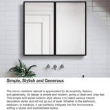 30 in. W x 26 in. H Rectangular Iron Framed Wall Mounted or Recessed Bathroom Medicine Cabinet with Mirror