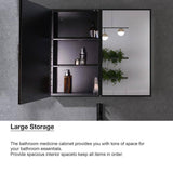 30 in. W x 26 in. H Rectangular Iron Framed Wall Mounted or Recessed Bathroom Medicine Cabinet with Mirror
