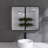 30 in. W x 26 in. H Rectangular Iron Framed Wall Mounted or Recessed Bathroom Medicine Cabinet with Mirror