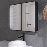 30 in. W x 26 in. H Rectangular Iron Framed Wall Mounted or Recessed Bathroom Medicine Cabinet with Mirror