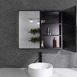 30 in. W x 26 in. H Rectangular Iron Framed Wall Mounted or Recessed Bathroom Medicine Cabinet with Mirror