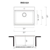 Ruvati epiRock 12 in. x 25 in. Drop-in Top Mount Laundry/Utility Sink, Charcoal Black