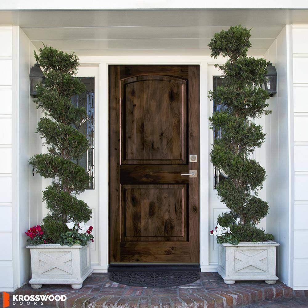 Krosswood Doors 32 in. x 80 in. Knotty Alder 2-Panel Left-Hand Inswing Black Stain Wood Prehung Front Door