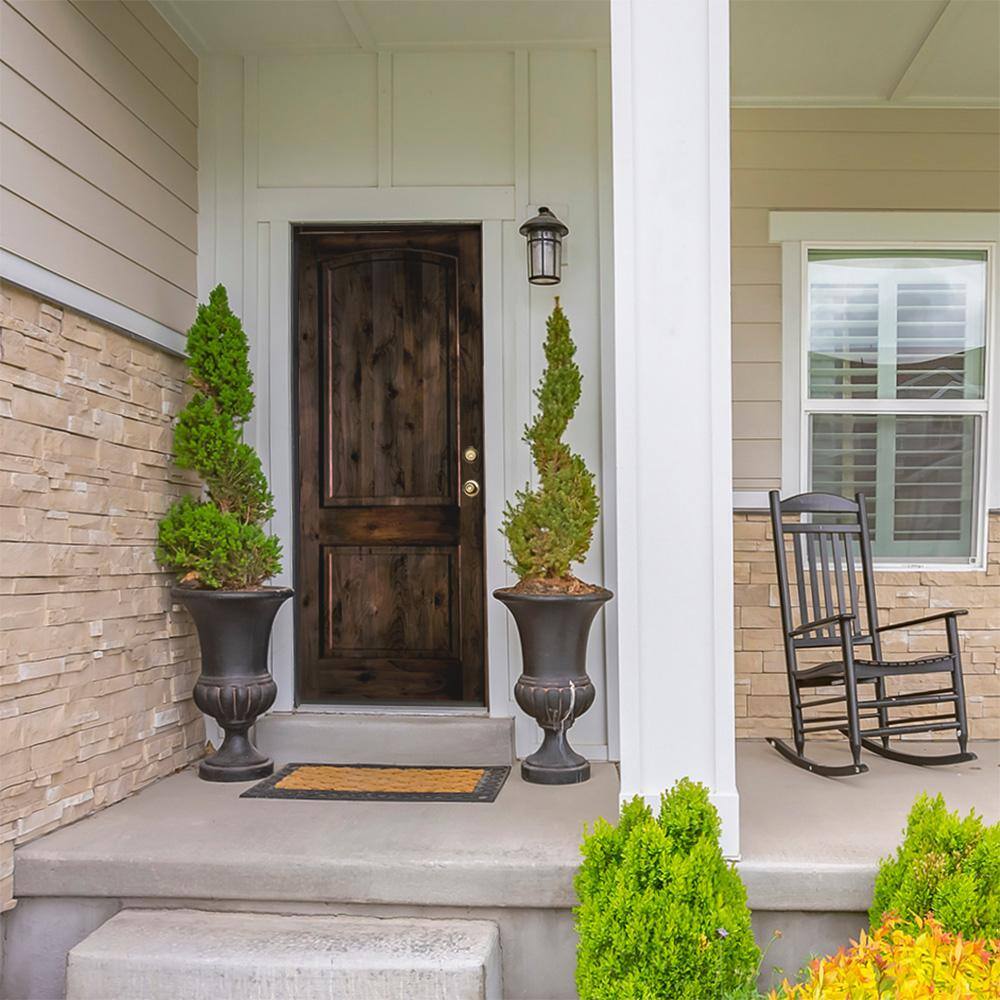 Krosswood Doors 32 in. x 96 in. Knotty Alder 2-Panel Left-Hand/Inswing Black Stain Wood Prehung Front Door