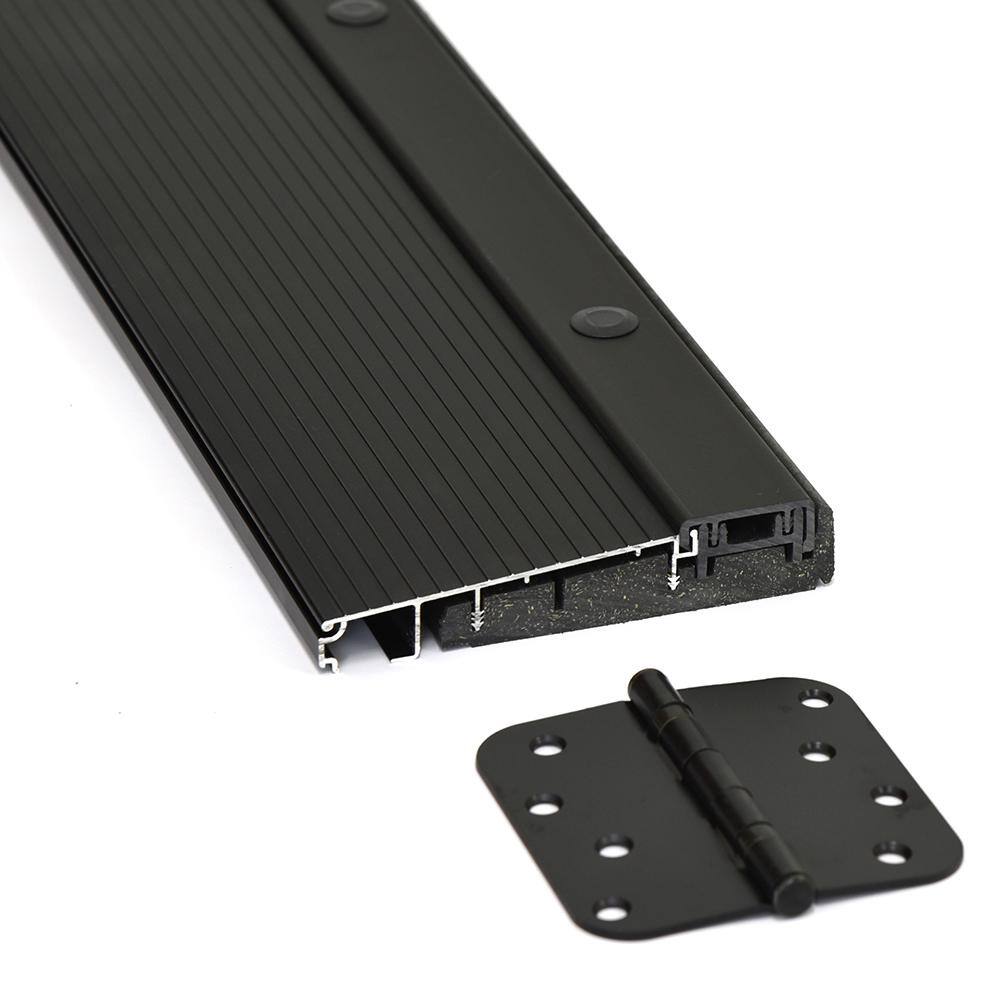 Steves & Sons Legacy Series Black Fiberglass Front Door with Two Sidelites, Left-Hand Inswing, Bronze Hinges — 64-1/2 in. x 81-1/2 in.