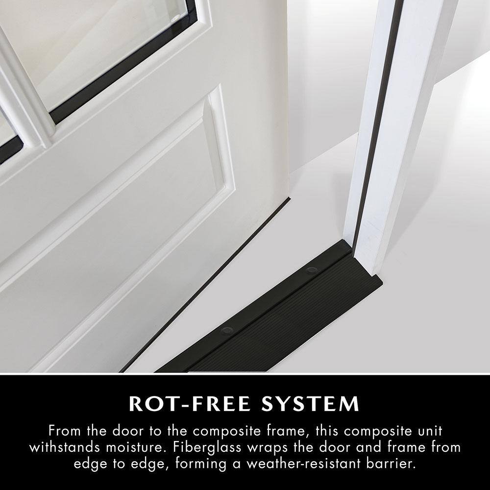 Steves & Sons Legacy Series Black Fiberglass Front Door with Two Sidelites, Left-Hand Inswing, Bronze Hinges — 64-1/2 in. x 81-1/2 in.
